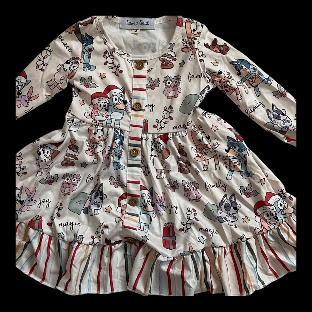 Boutique Girls Boutique Abby & Evie White Christmas Dress Sizes 18M-4